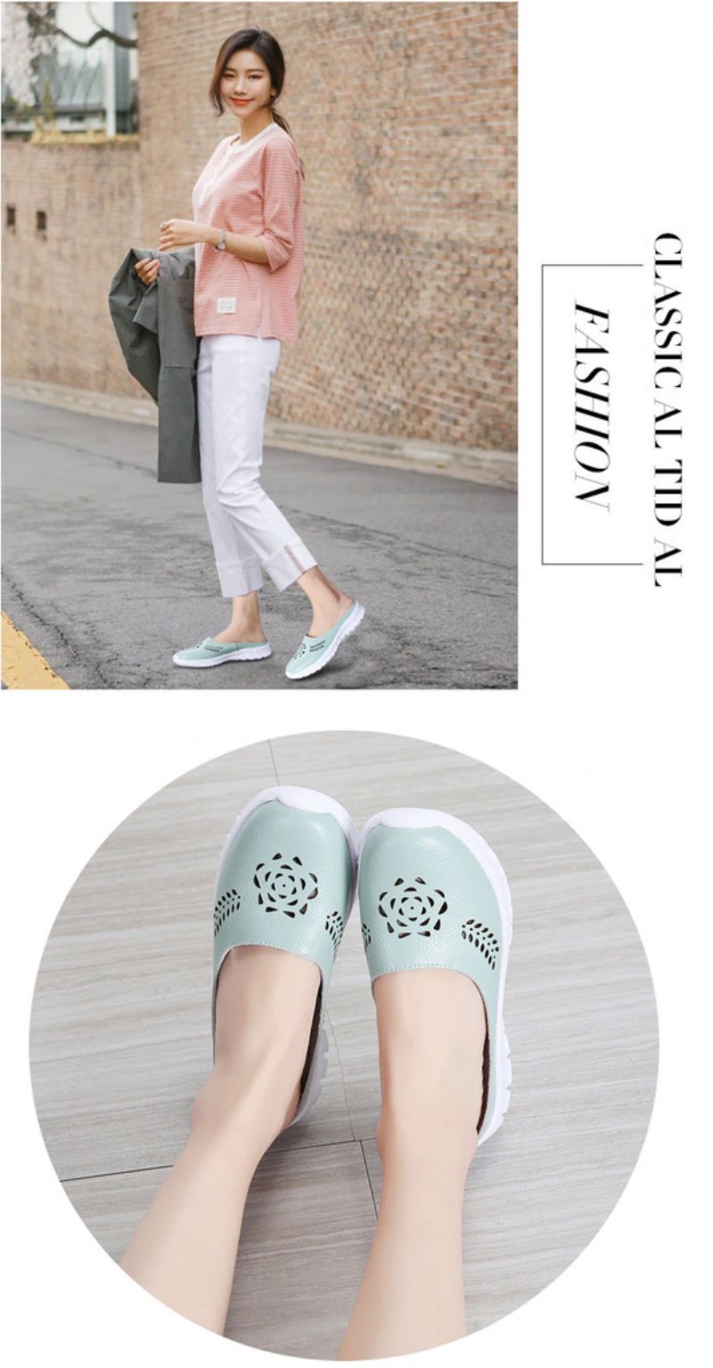 Merly Dames Echte Leren Zomer Platte Slippers Schoenen - Rood