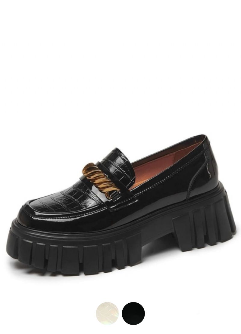 Mia Dames Leren Platform Schoenen