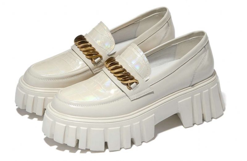 Mia Dames Leren Platform Schoenen - Zwart