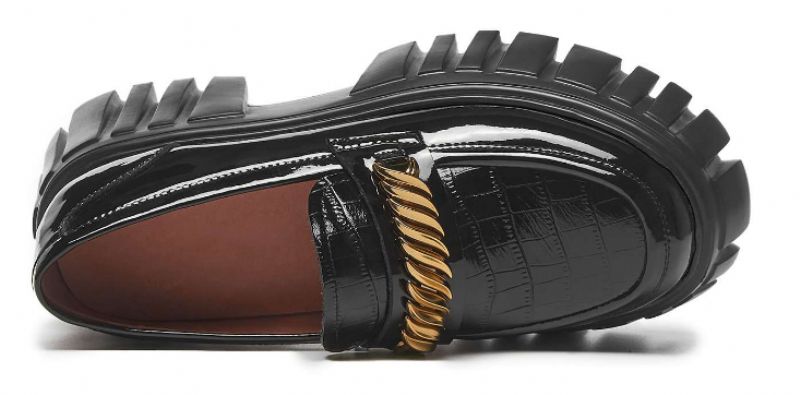 Mia Dames Leren Platform Schoenen - Zwart