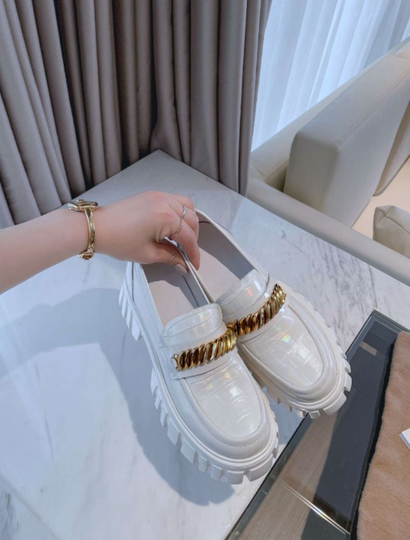 Mia Dames Leren Platform Schoenen - Zwart