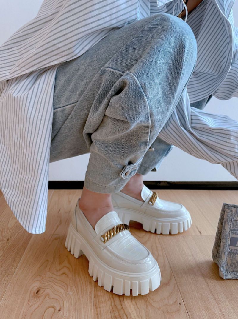 Mia Dames Leren Platform Schoenen - Zwart