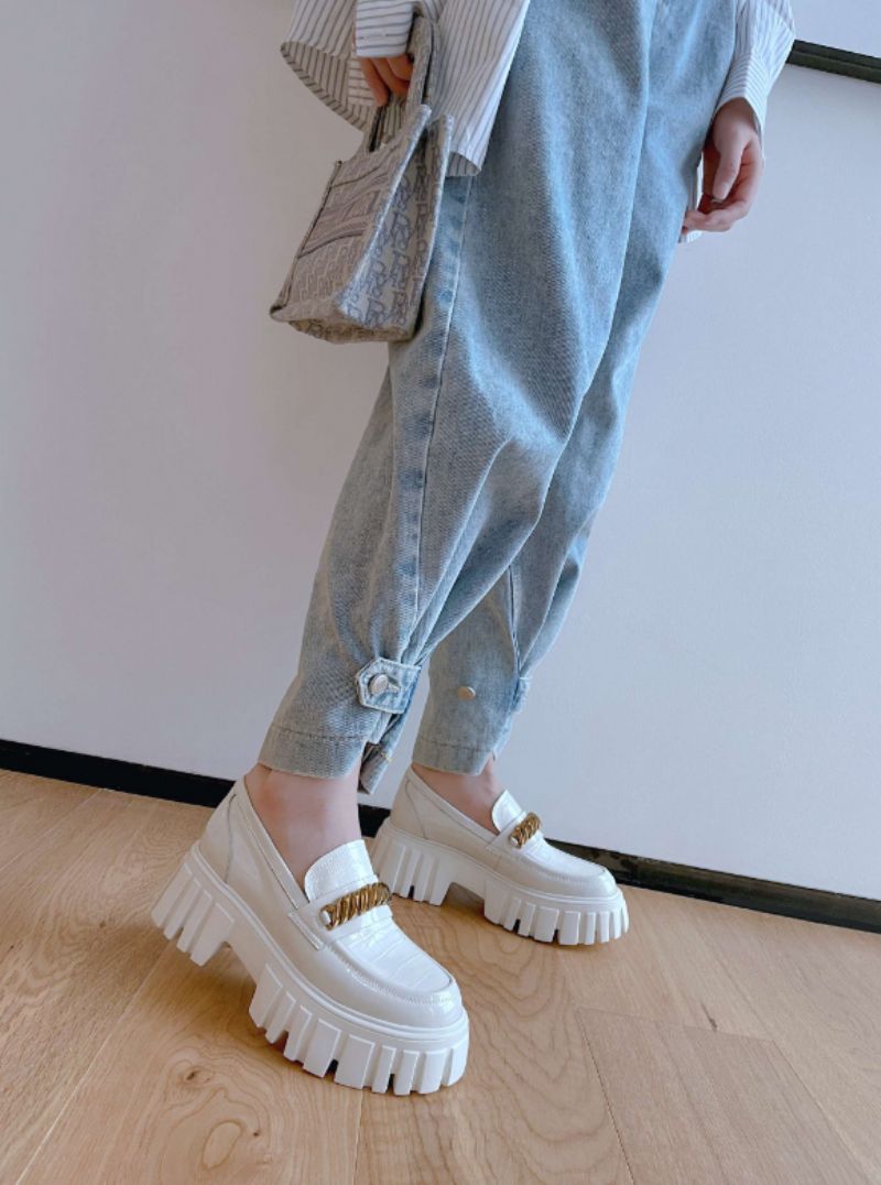 Mia Dames Leren Platform Schoenen - Zwart