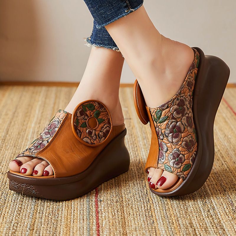Michelle Dames Platform Wedges Clogs - Groen