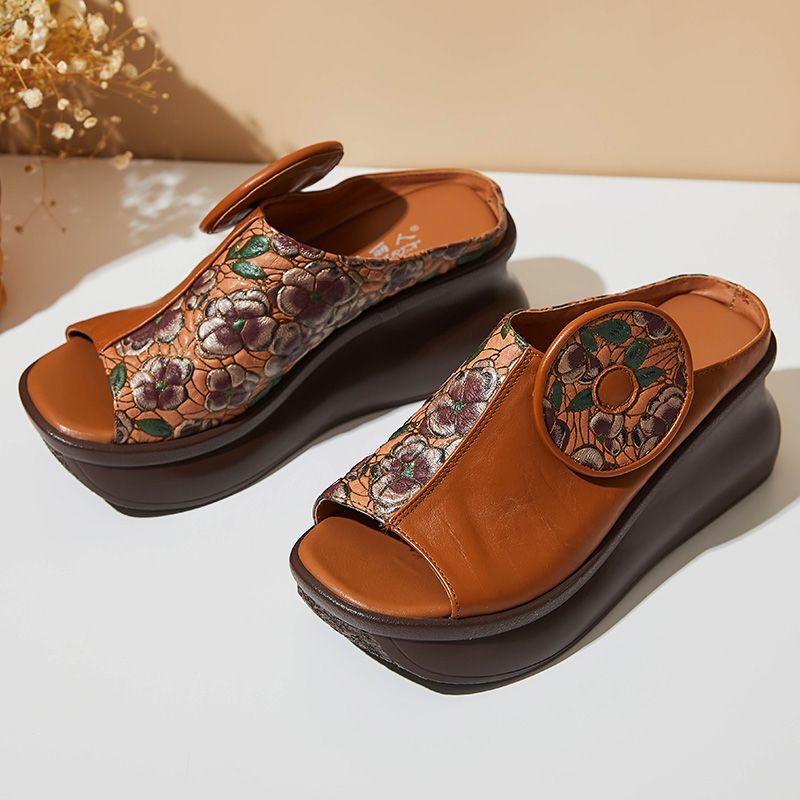 Michelle Dames Platform Wedges Clogs - Groen