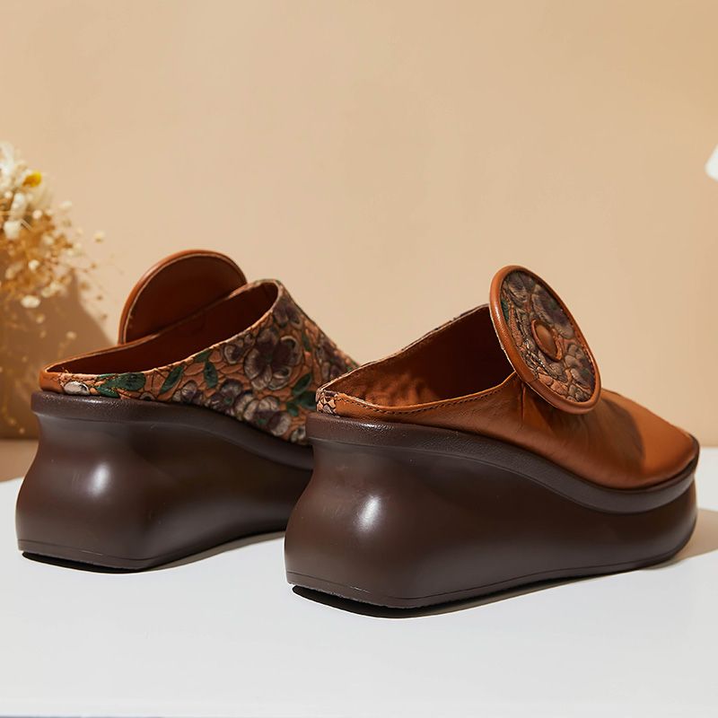 Michelle Dames Platform Wedges Clogs - Groen