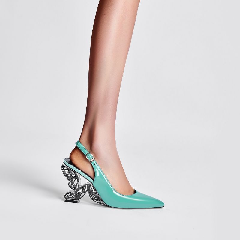 Michely Dames Gebeeldhouwde Hak Dress Sandalen - Groen