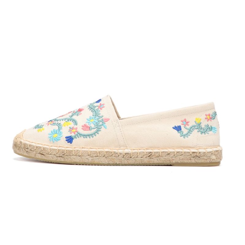 Mila Dames Slip On Platte Schoenen Espadrilles - Beige