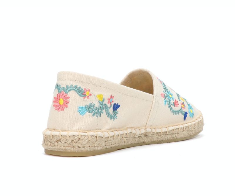 Mila Dames Slip On Platte Schoenen Espadrilles - Beige