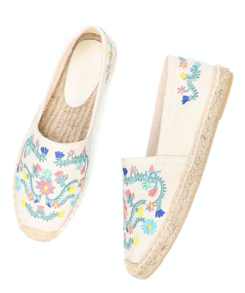 Mila Dames Slip On Platte Schoenen Espadrilles - Beige