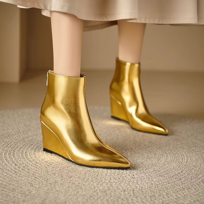 Mila Dames Wedges Laarzen - Goud