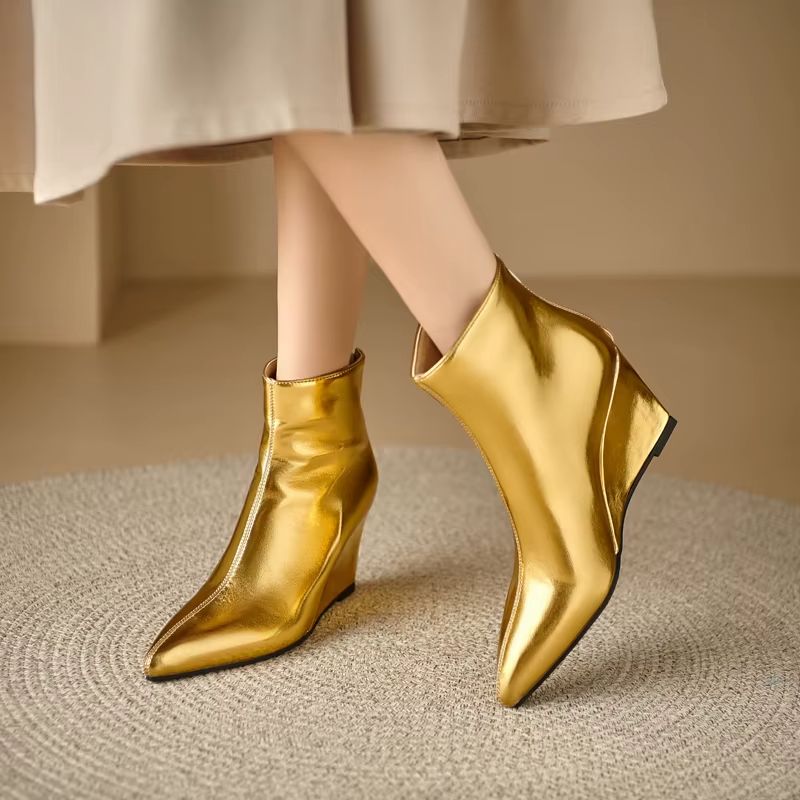 Mila Dames Wedges Laarzen - Goud