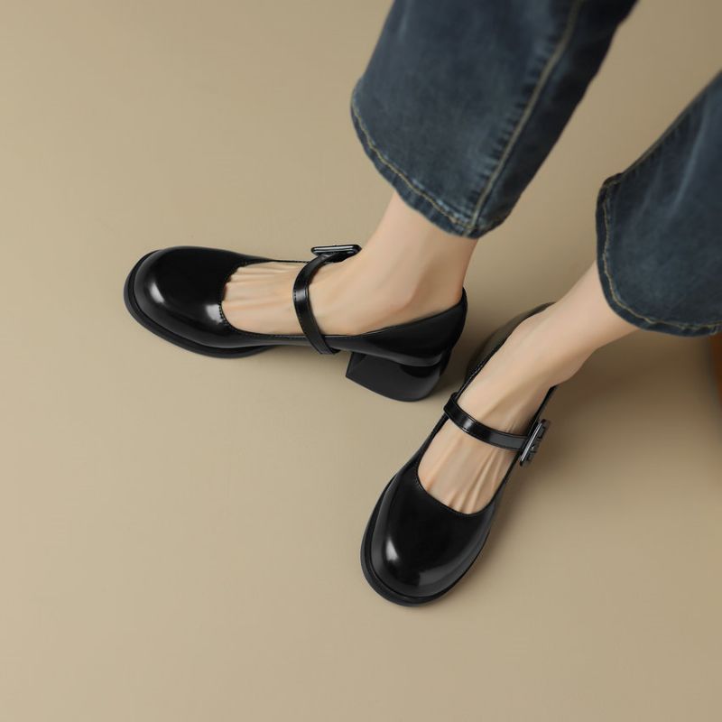 Milagros Dames Vierkante Mid Hak Pumps - Zwart