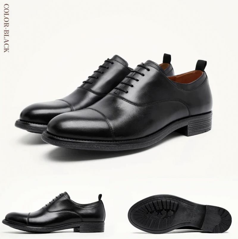 Milan Heren Leren Oxford Schoenen - Zwart