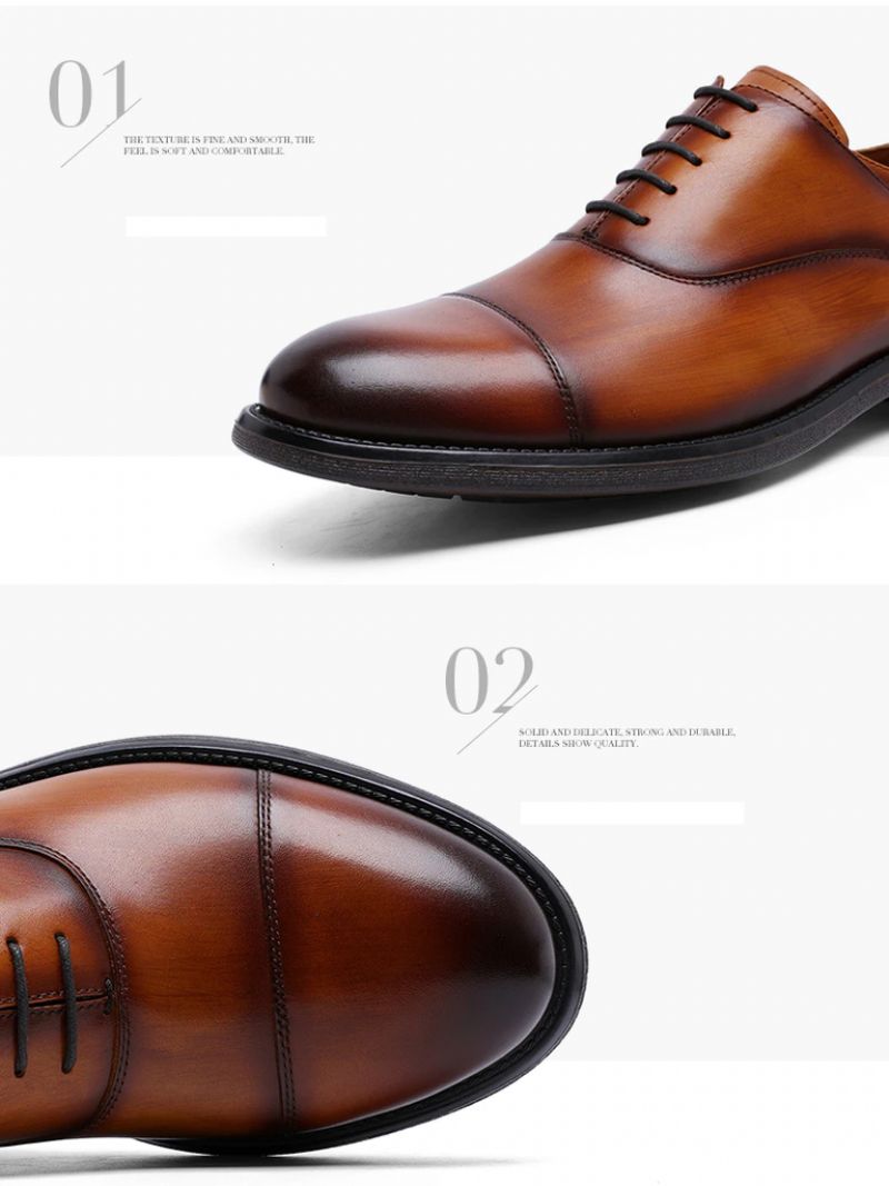 Milan Heren Leren Oxford Schoenen - Zwart