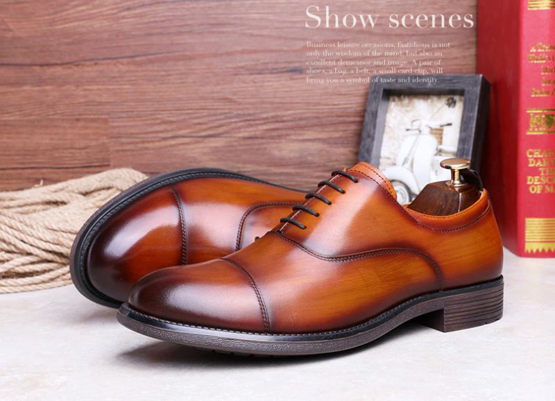 Milan Heren Leren Oxford Schoenen - Zwart