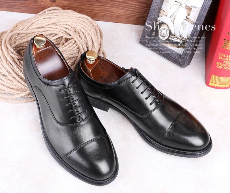 Milan Heren Leren Oxford Schoenen - Zwart