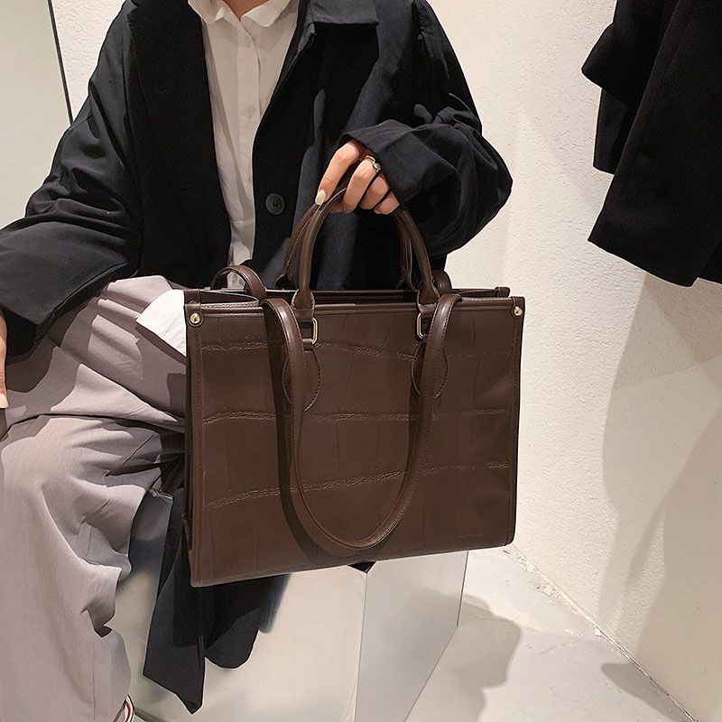 Milano Dames Grote Leren Crossbody Handtas - Zwart