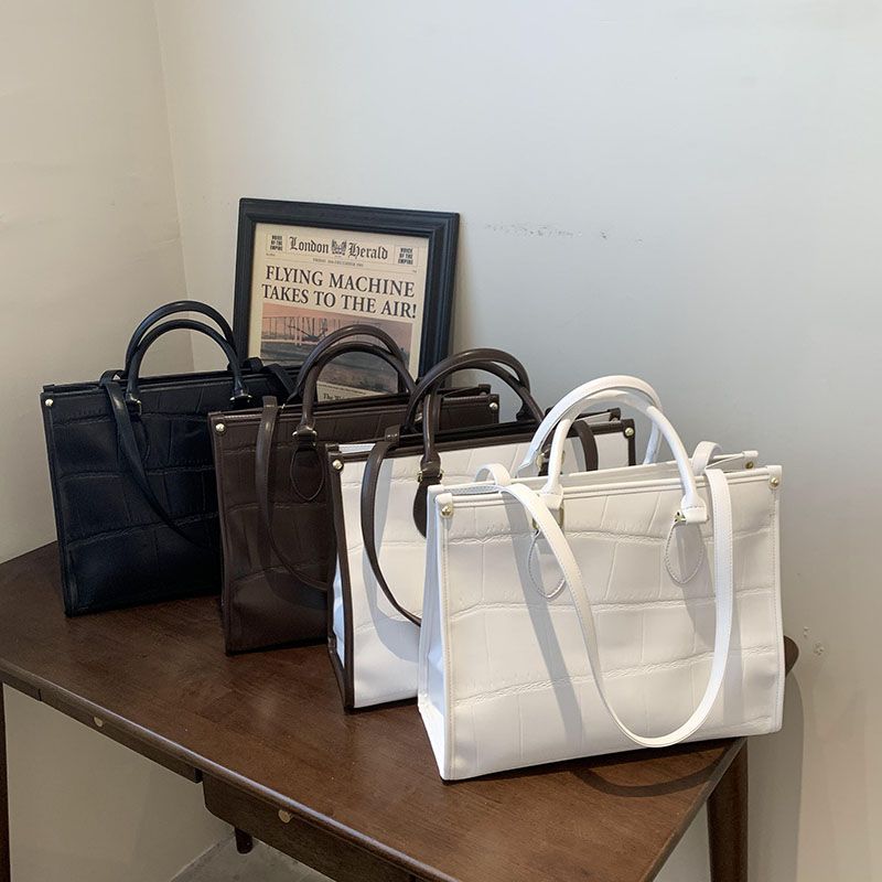 Milano Dames Grote Leren Crossbody Handtas - Zwart
