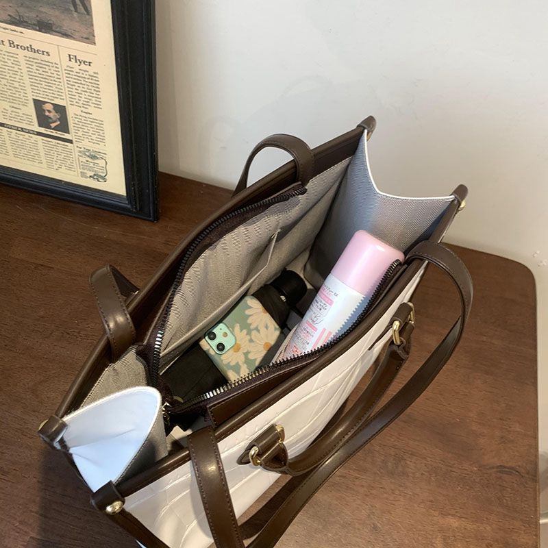 Milano Dames Grote Leren Crossbody Handtas - Zwart