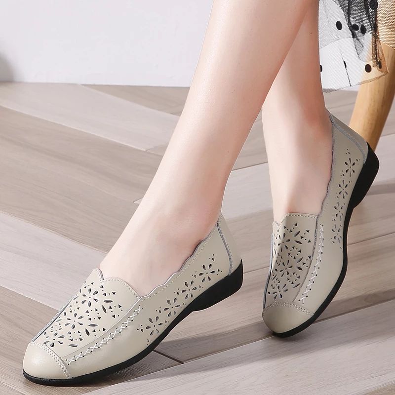 Mildre Dames Loafer Schoenen - Beige