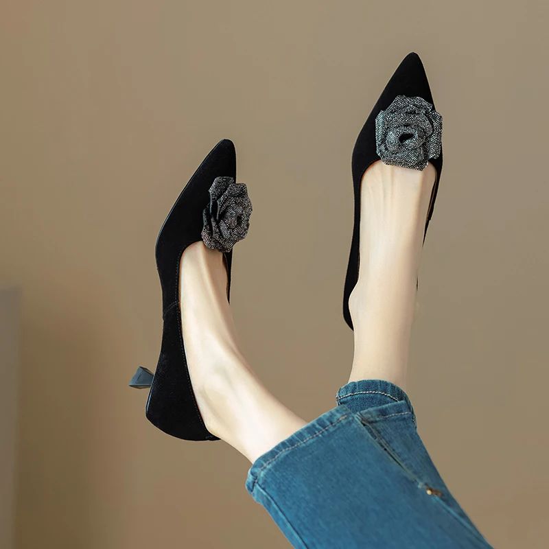 Milena Dames Leren Party Puntige Toe Pumps - Zwart
