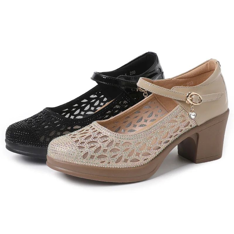 Miley Dames Hollow Leather Platform Pumps - Goud