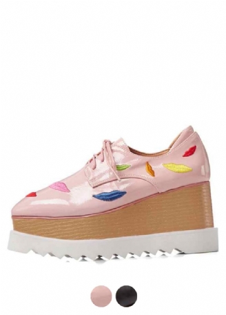 Miquel Dames Platform Leren Schoenen