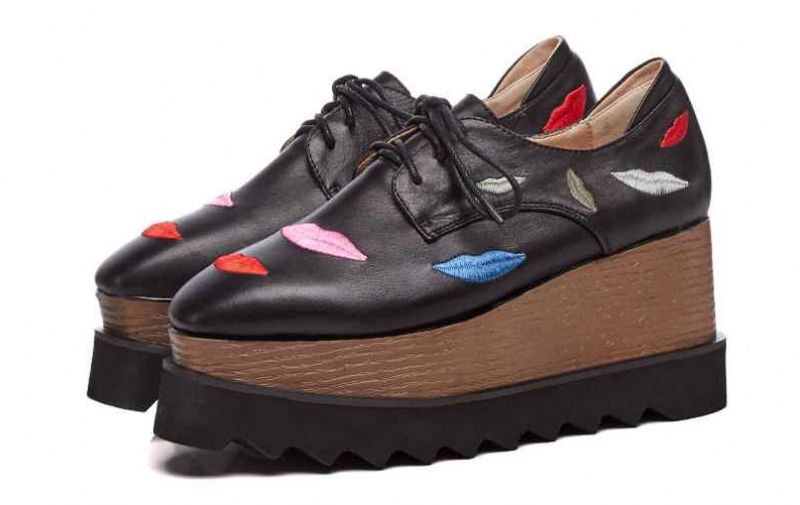 Miquel Dames Platform Leren Schoenen - Roze