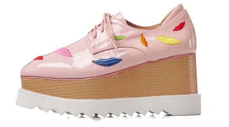 Miquel Dames Platform Leren Schoenen - Roze