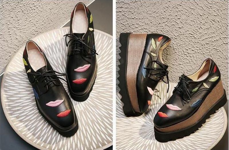 Miquel Dames Platform Leren Schoenen - Roze