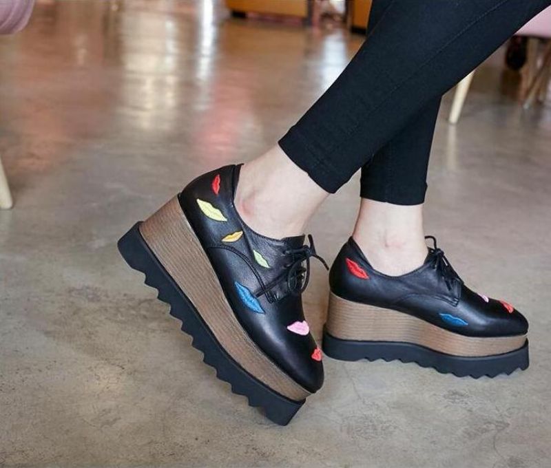 Miquel Dames Platform Zwarte Schoenen - Zwart
