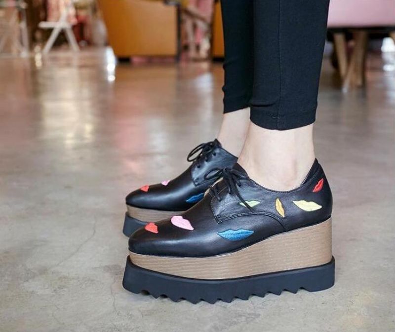Miquel Dames Platform Zwarte Schoenen - Zwart