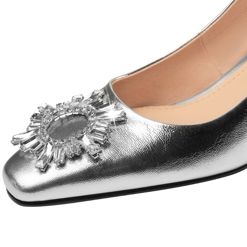 Mirtha Dames Mode Vierkante Neus Pumps - Zilver