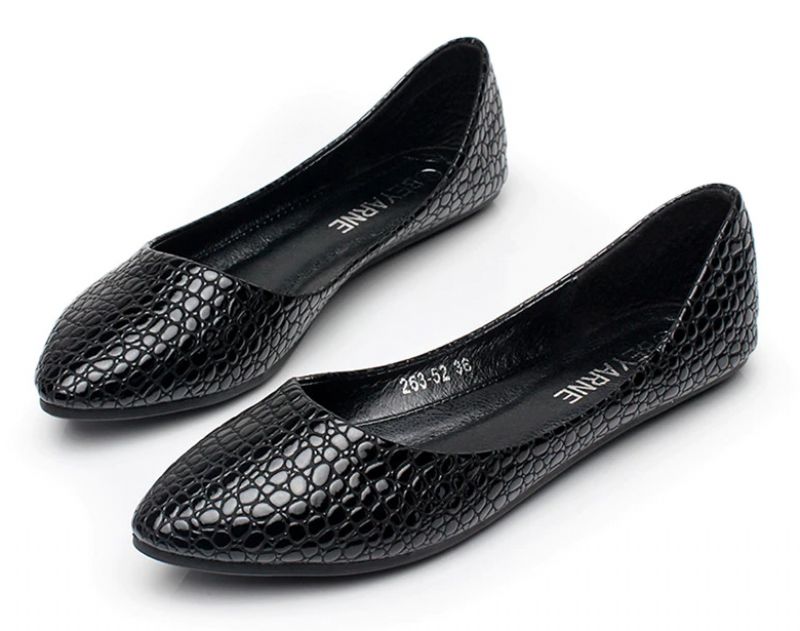 Modesta Dames Platte Casual Leren Schoenen - Zwart