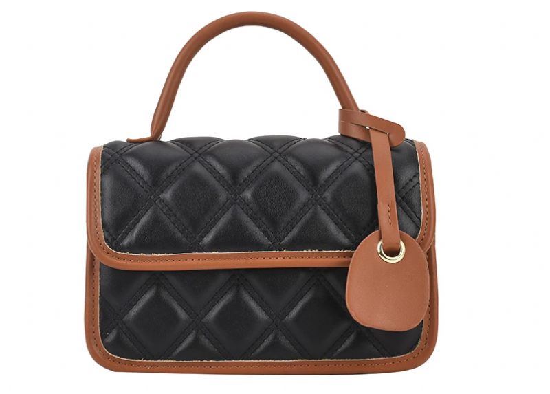 Monic Dames Kleine Gewatteerde Leren Handtas - Zwart