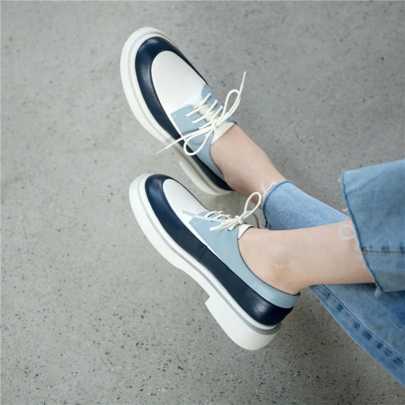 Nadal Dames Loafer Leren Schoenen - Blauw