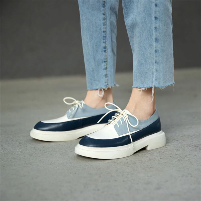 Nadal Dames Loafer Leren Schoenen - Blauw