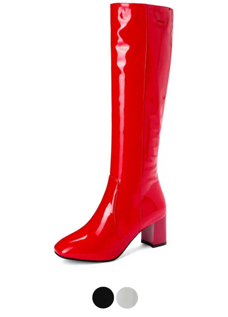 Nadia Dames Patent Kniehoge Laarzen