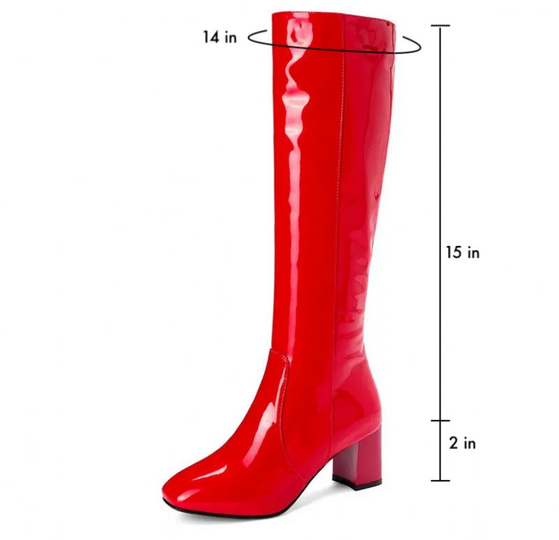 Nadia Dames Patent Kniehoge Laarzen - Rood