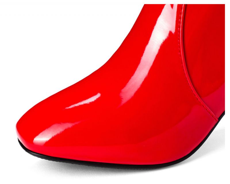 Nadia Dames Patent Kniehoge Laarzen - Rood