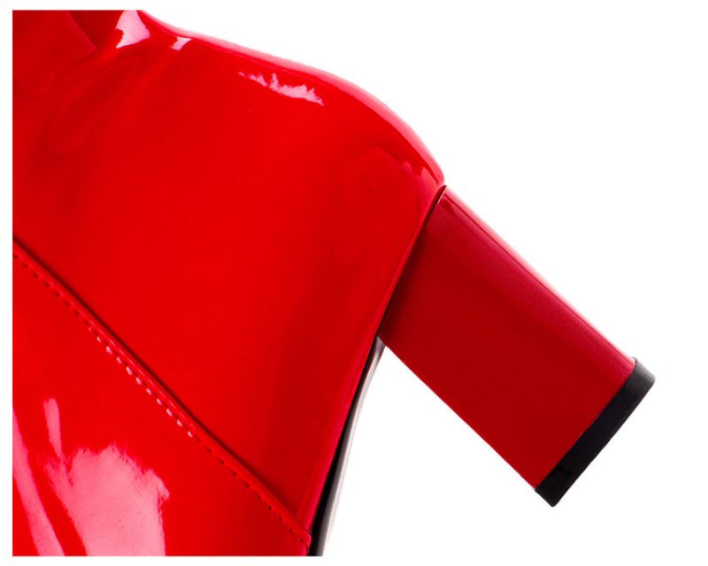 Nadia Dames Patent Kniehoge Laarzen - Rood