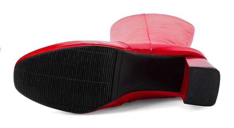 Nadia Dames Patent Kniehoge Laarzen - Rood