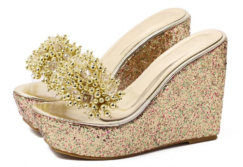 Nadia Dames Wedges Sandaal - Goud