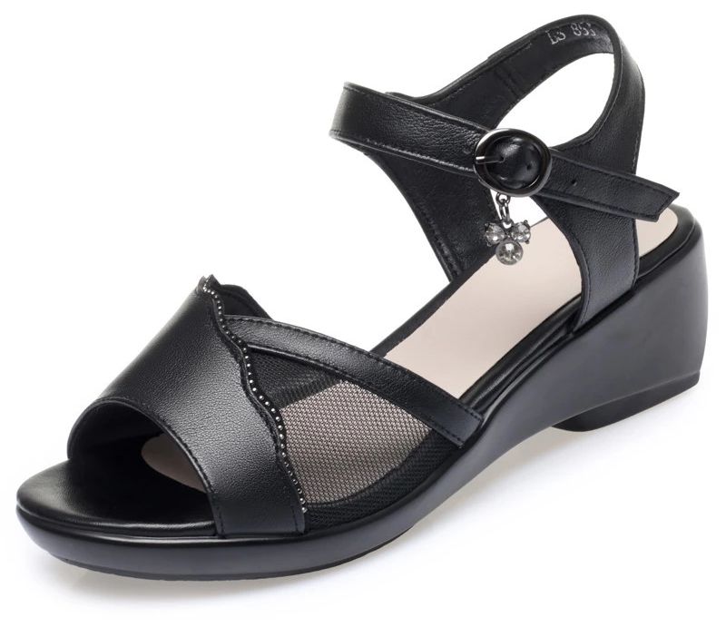 Nadia Dames Wedgesandaal - Zwart 2.3 inch