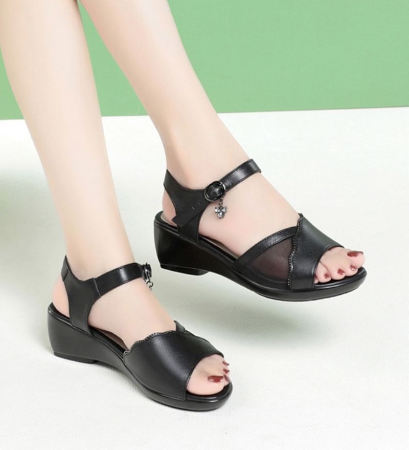 Nadia Dames Wedgesandaal - Zwart 2.3 inch