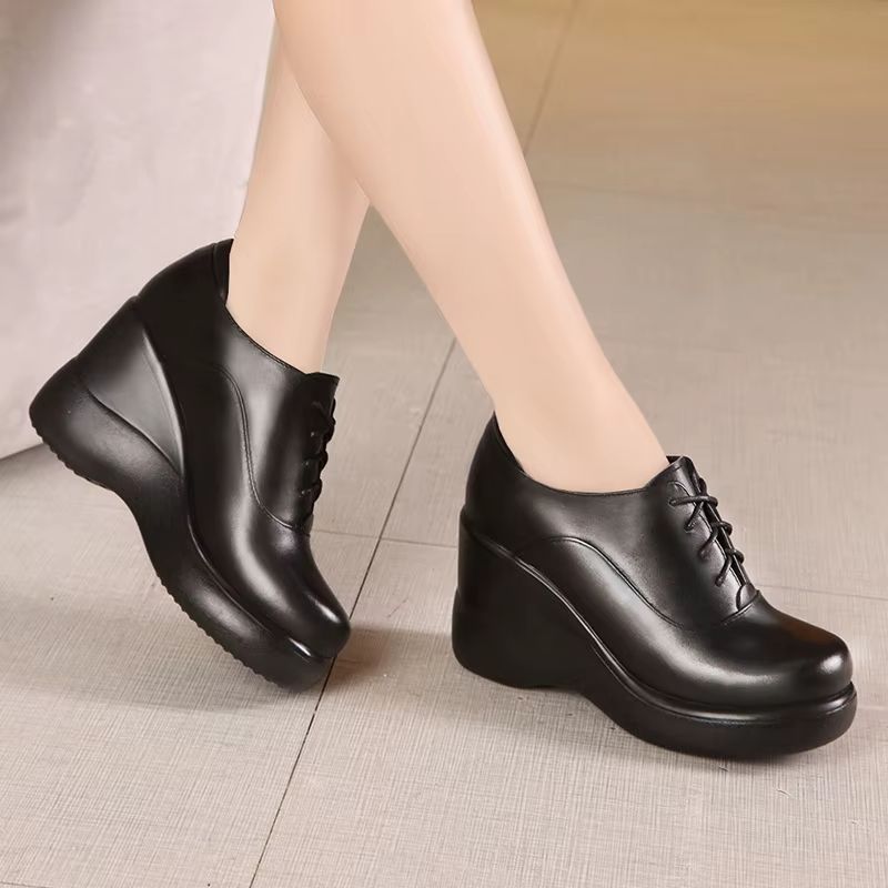 Nahir Dames Wedges Veter Platform - Zwart