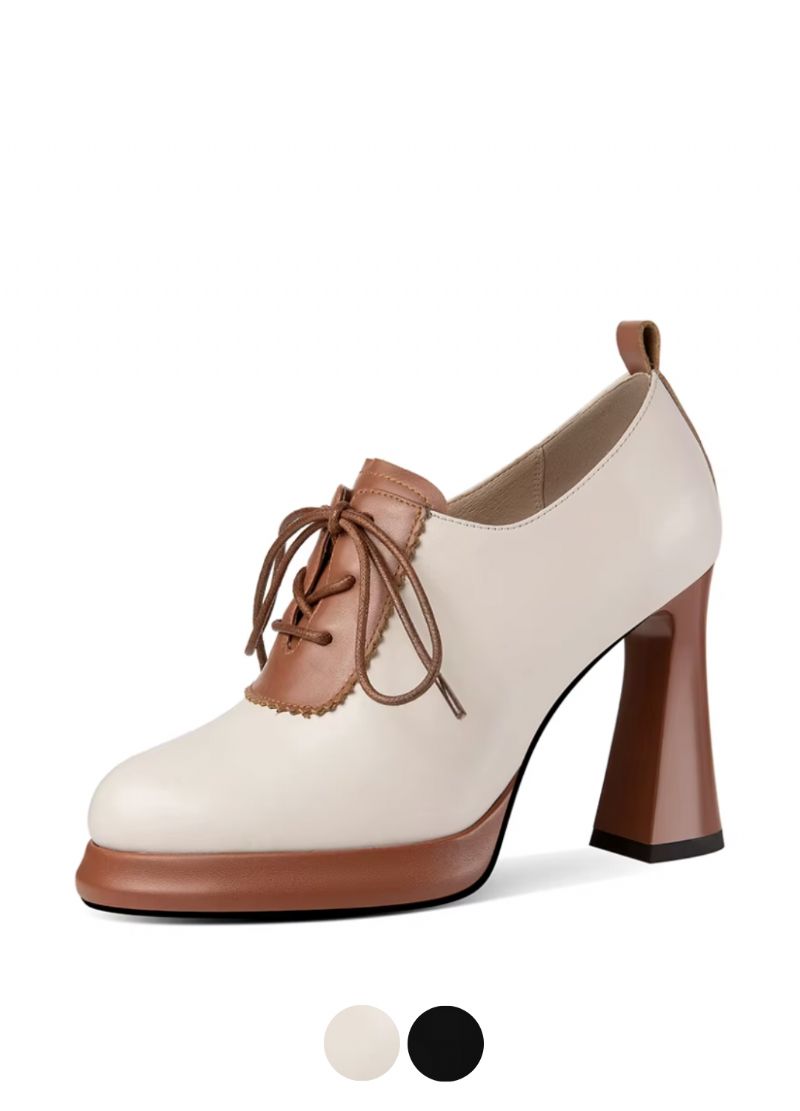 Nahomy Dames Leren Hoge Hakken Platform Pumps