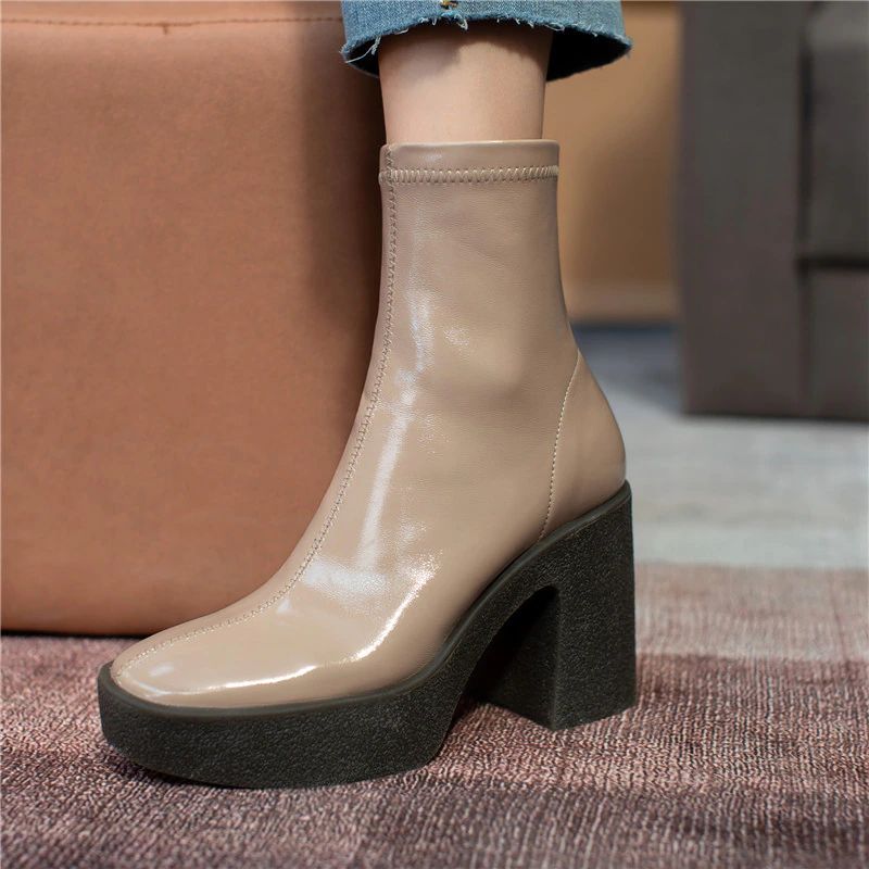 Nakia Dames Elegante Platform Laarzen - Abrikoos