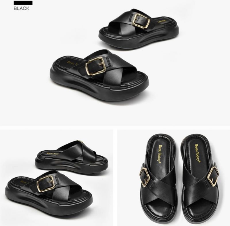 Namoi Dames Sandalen Slipper Leer - Zwart